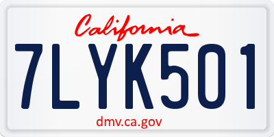 CA license plate 7LYK501