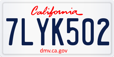 CA license plate 7LYK502