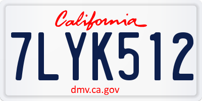 CA license plate 7LYK512