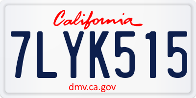CA license plate 7LYK515
