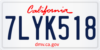 CA license plate 7LYK518
