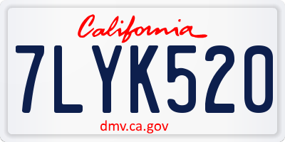 CA license plate 7LYK520