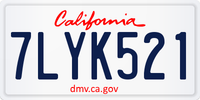 CA license plate 7LYK521