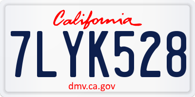 CA license plate 7LYK528