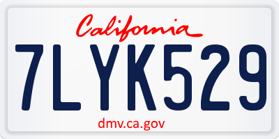 CA license plate 7LYK529