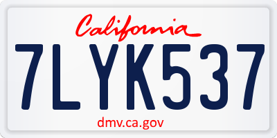 CA license plate 7LYK537