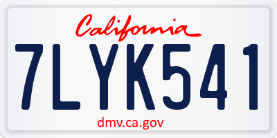 CA license plate 7LYK541
