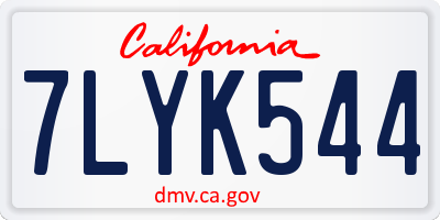 CA license plate 7LYK544