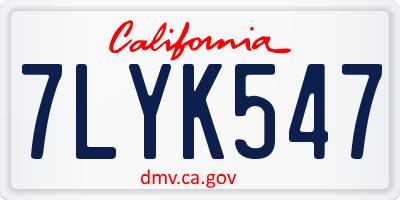 CA license plate 7LYK547
