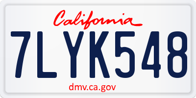 CA license plate 7LYK548
