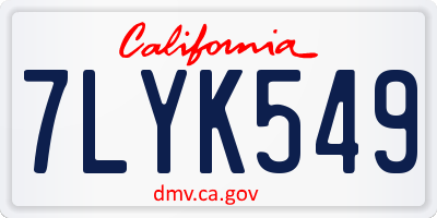 CA license plate 7LYK549