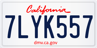 CA license plate 7LYK557