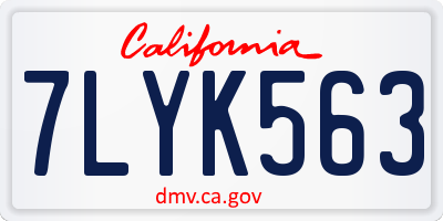 CA license plate 7LYK563