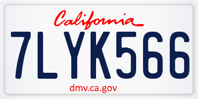 CA license plate 7LYK566