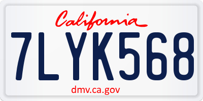 CA license plate 7LYK568