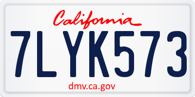 CA license plate 7LYK573