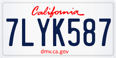 CA license plate 7LYK587
