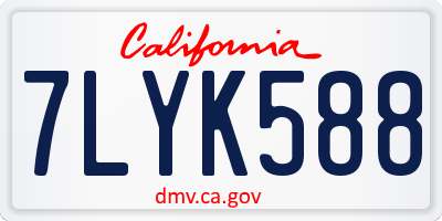 CA license plate 7LYK588