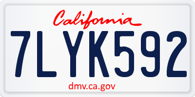 CA license plate 7LYK592