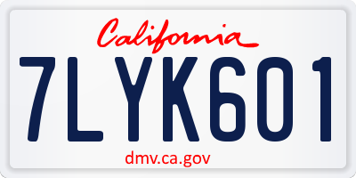 CA license plate 7LYK601