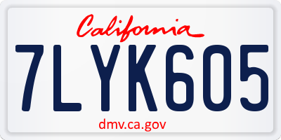 CA license plate 7LYK605