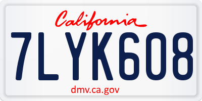 CA license plate 7LYK608