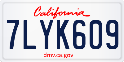 CA license plate 7LYK609