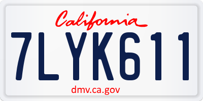 CA license plate 7LYK611