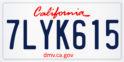 CA license plate 7LYK615