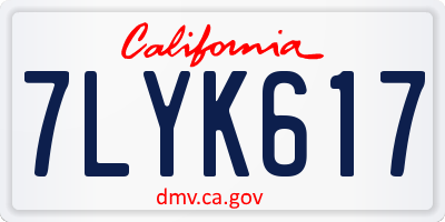 CA license plate 7LYK617
