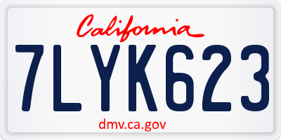 CA license plate 7LYK623