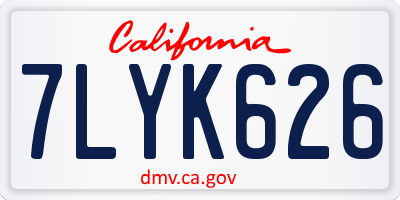 CA license plate 7LYK626