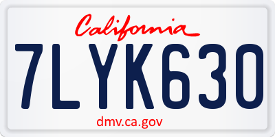 CA license plate 7LYK630
