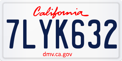 CA license plate 7LYK632