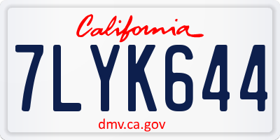CA license plate 7LYK644