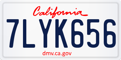 CA license plate 7LYK656