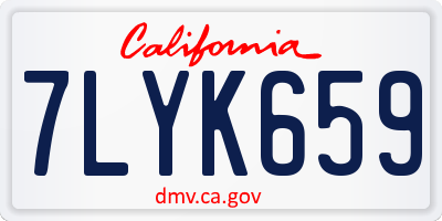 CA license plate 7LYK659
