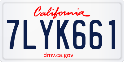 CA license plate 7LYK661