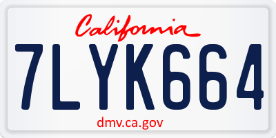 CA license plate 7LYK664