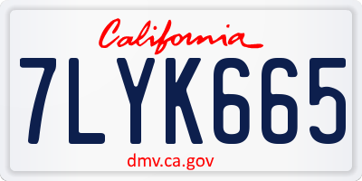 CA license plate 7LYK665