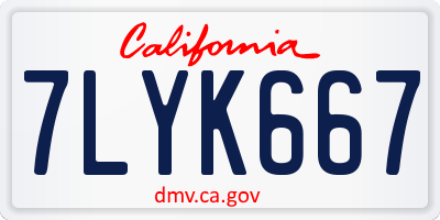 CA license plate 7LYK667