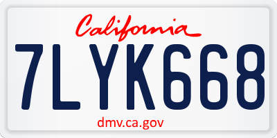 CA license plate 7LYK668