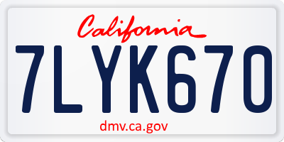 CA license plate 7LYK670