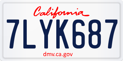 CA license plate 7LYK687