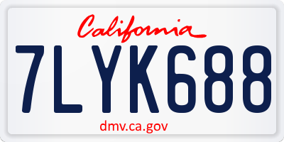 CA license plate 7LYK688