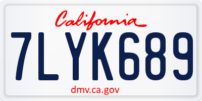 CA license plate 7LYK689
