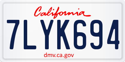 CA license plate 7LYK694