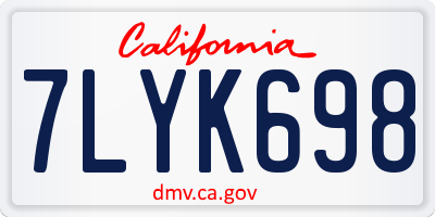 CA license plate 7LYK698