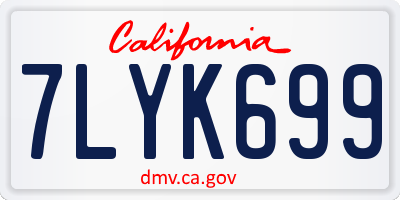 CA license plate 7LYK699