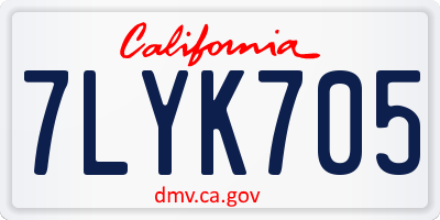 CA license plate 7LYK705